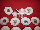 Antique Child s Toy Tea Set Christmas Santa Claus Auto s  Airship Germany 1900 s