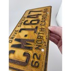 Vintage North Carolina License Plate 1962 Drive Safely Yellow Black Cm-1647