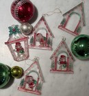 Vintage Christmas 1960s Acrylic Santa   Snowman Ornaments - Set Of 5