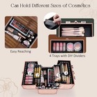 Makeup Train Case Cosmetic Box Portable Makeup Case Organizer 4 Trays Travel    