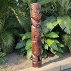 M  ori Inspired Tribal Tiki Wood Carving Half Statue Wall Plaque 39  X 7 
