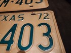 1972 72 Texas License  Plate Pair Set Vintage Antique Classic Car Fkm Chevy Tag