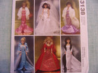 Mccalls Crafts 3138 Barbie Doll Dress Gown Sewing Pattern 1990s