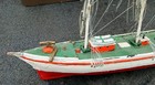 Folk Art Wooden Boat Model - Solid Wood Hull - Great Restoration Project Piece