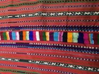 Vintage Guatemalan Mayan Handwoven Textile Tablecloth Red Stripes 65x48