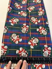 Christmas Santa Wreath Plaid Blue Red Green Cotton Fabric 2 Yards New Quilting