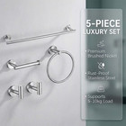 5-piece Bath Hardware Set Accessories With Towel Bar Towel Hook Toilet Paper Hol