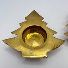 Vintage Brass Christmas Tree Tea Light Set Of 3 Holiday Decor Geometric Boho Mcm