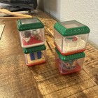 Set Of 4 Fisher Price Vintage Christmas Peek A Boo Blocks Spinners Snowman Snow