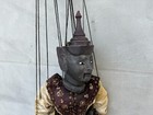 Burmese Marionette Puppet Rare Dark Wood Handmade Theater Doll With Face Paint