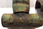 Old Orig  D   S Stamped emb Copper Lightning Rod Weathervane Foot Cleats 2 Diff 