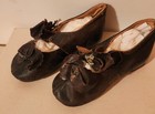 Pair Antique Baby doll Leather Shoes  Black brown