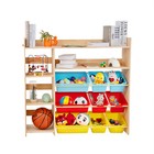 4 Tier 45  Large Toy Storage Organizer Shelf With 9 Toy Bins   3 Storage Ports