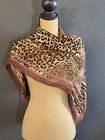 Adrienne Vittadini Vintage 90s Silk Leopard Scarf 34  Square