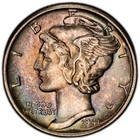 Ms65fb 1941 10c Mercury Silver Dime  Pcgs Trueview- Nicely Toned