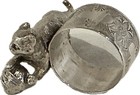 Antique  Victorian Silver Plate Napkin Ring Cat And Ball