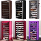 10 Layer 30 Pairs Shoes Cabinet Storage Organizer Shoe Rack Dustproof Standing