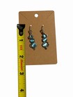 Silver Tone Aqua Blue Cat Eye Stone Wave Drop Earrings Fishhook Dangle