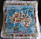 Australia Map L Cotton Linen Frank Lee Design 33   x34    Vintage Souvenir Neocurio