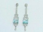 Vintage 3 50ct Aquamarine Drop Lab Created Diamond Earring 14k White Gold Finish