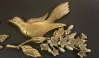 Vintage Syroco Birds   Dogwoods 3 Piece Wall Plaque Set Usa 1967 Gold   Ivory