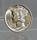 1944-d Mercury Silver Dime Full Split Bands 10c - Free Usa Shipping