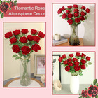 12pcs Red Roses Artificial Flowers Fake Roses Faux Velvet Silk Flower For Home