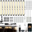 Dimmable Led Under Cabinet Lighting Kit - 10 Pcs Linkable Warm White Strip Light