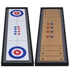 2-in-1 Wooden Shuffleboard   Curling Game Set With 8 Rolling Pucks - Fun Family