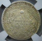 Double Struck Error__1944-b__1 4 Rupee  Silver__india__rare  Mint  Coin  Ngc