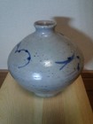 Korean Joseon Dynasty Indigo Dye Oil Vase Ceramic Antique 10cm Collection