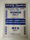 1950s Very Rare State Theater Shippensburg Pa Girlie Pinup Stage Show Flyer 