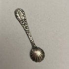 Antique Sterling Silver  Salt Spoon W Ornate Design 2   