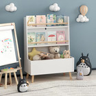 Kids Bookshelf And Magazine Rack  White Book Organizer With Toy Storage Cabinet