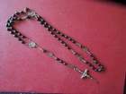 J4083  Antique  Solid  Silver Cross French Rosary  Wooden  Beads See Descr