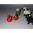 Lot Vintage Fisher Price Sheep  Black Pig  Roosters Green Wooden Little People