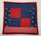 Vintage Antique Patchwork Quilt Small Table Topper  Four Patch  Navy  Red