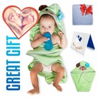 Adorable Soft Cotton Puppy Hooded Baby Towel  green   Large Sized 30x30 Inch   