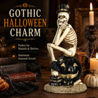 Halloween Skeleton Pumpkin Figurine Raven Skull Gothic Tabletop Decor 11 8in