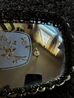 Vintage Brass Beveled Mirror Vanity Tray Floral Art Deco Hollywood Regency