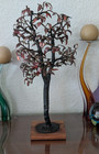 Mid Century Modern--h  K  Pang Copper Leaves Metal Tree Sculpture Bonsai Vintage