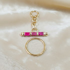Trio Baguette Ruby Toggle Clasp Necklace Connector  14k Solid Gold Bracelet Lock