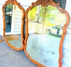 Matching Pair Of Antique French Provincial  Louis Xv Rococo  Scalloped  Mirrors