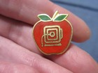 Vtg 1980   s Macintosh Apple Lapel Pin Gold Tone Red Enamel - Computer Tie Tack