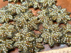 Applique Star Flower 1 1 8  Hand Sewn Fleurettes Glass Beads Old Gold 1pc
