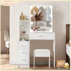 Dressing Table Vanity Set Makeup Desk With 10 Led Lights Slide Mirror And Stool