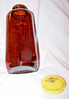 Vintage Brown Glass Refrigerator Juice water Bottle W lid- 9 1 4 Inches Tall