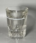 Vintage Clear Glass Shot Glass 2oz Heavy Bottom White Stripe Barware 3 Inch Tall