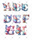 Butterfly Monogram Letter Name Water Color Art Print - Unframed - Personalized