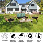 4pcs Patio Furniture Wicker Outdoor Bistro Set All-weather Rattan Conversation